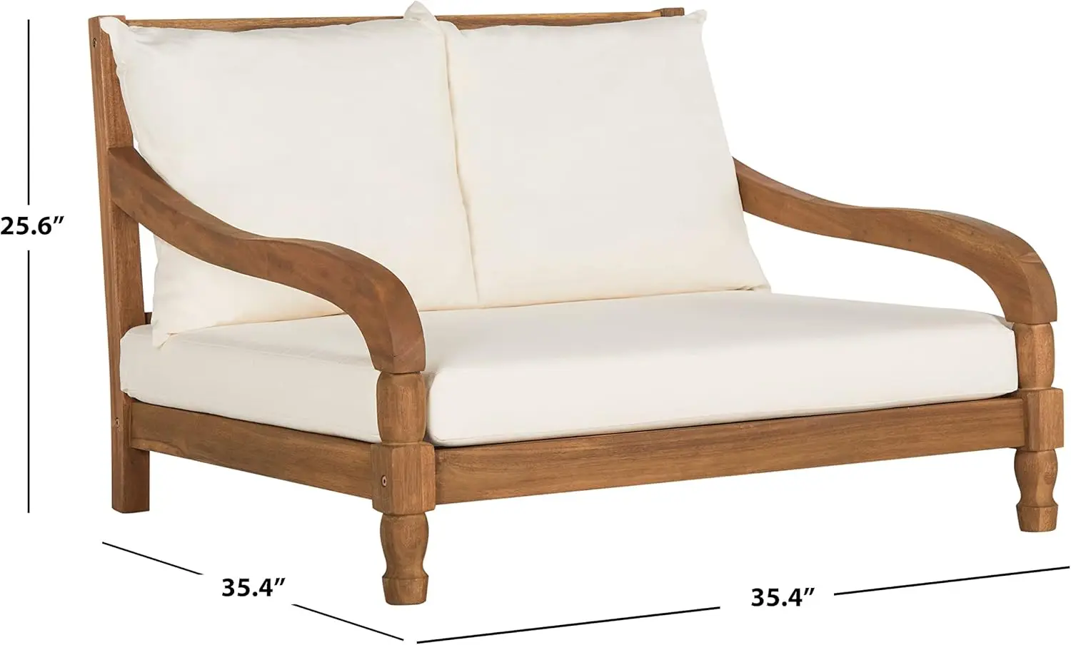 SAFAVIEH Outdoor Collection Pomona Natural Solid Wood/Beige Lounger Bench Sofa Loveseat (PAT6740A)