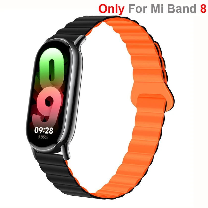 Strong Magnetic Silicone Band For Xiaomi Mi Band 8 Women Men Sports Watch Bracelet Strap Loop For Mi Band 8