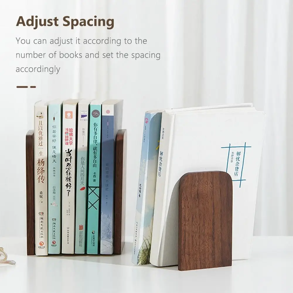 1Pc Retro Nature Wooden Bookends Non-slip Book Stand Thickened Desktop Bookshelf Students Books Book Support Rack Display Holder