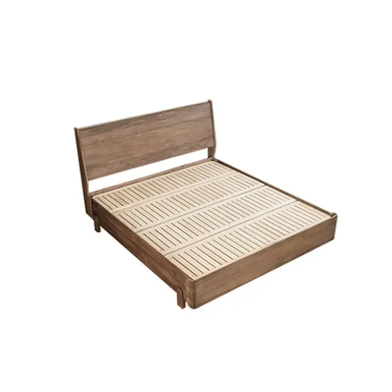 

Nordic all solid wood box bed, black walnut high box air pressure locker light luxury double bed