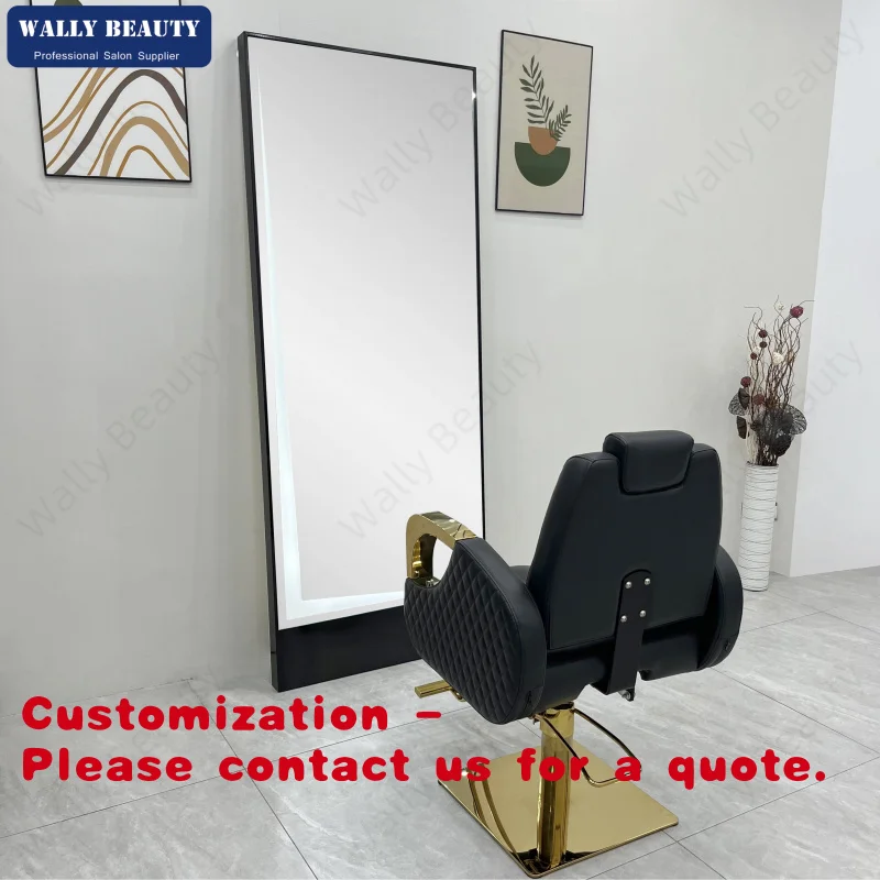 

Customize.Hair Salon Furniture Barber Shop Mirror Station with Led Light Wall Mounted Hairdressing Mirror