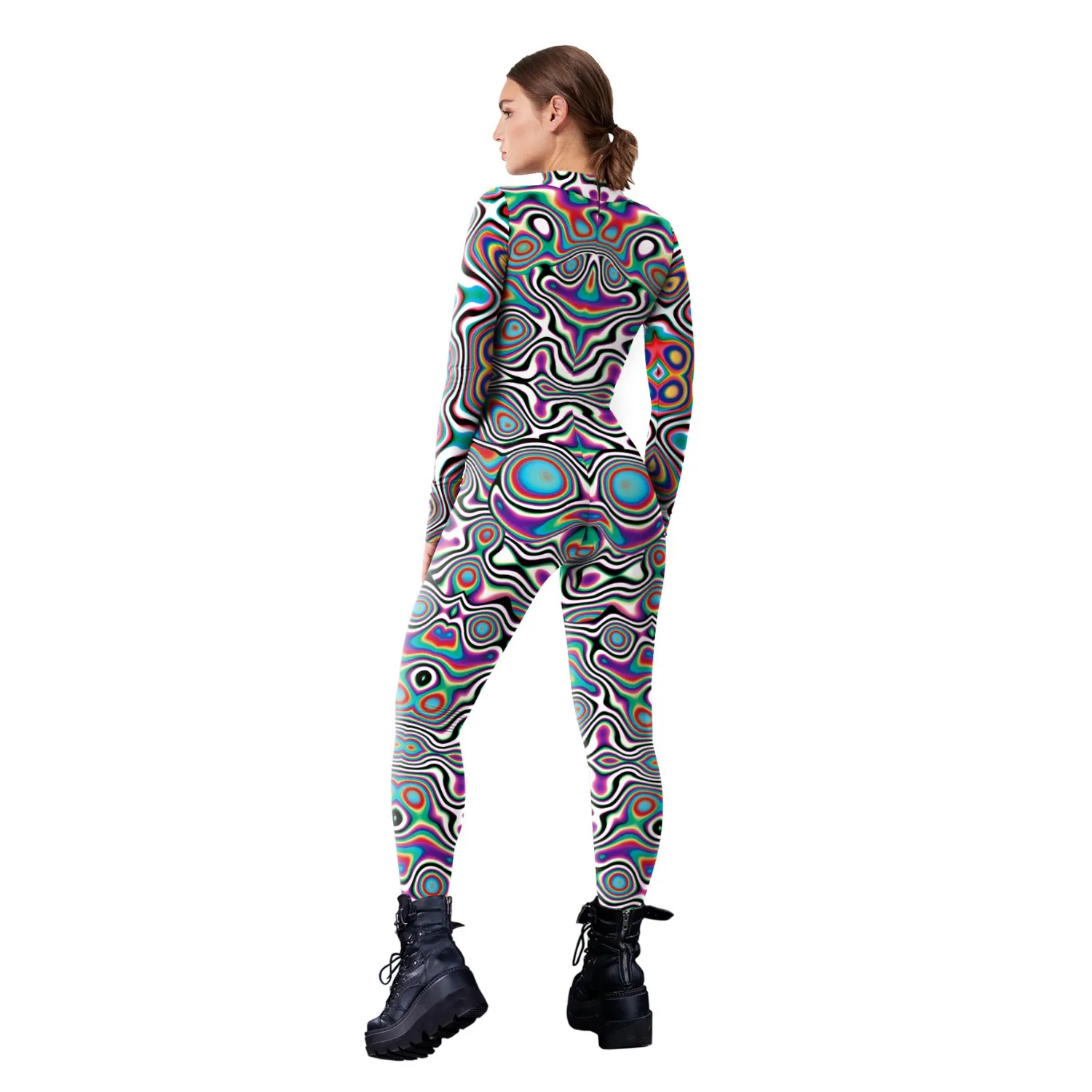 2024 Colorful Human Performance Costumes Graffiti Wave Role Play Jumpsuit Evening Party Performance Costumes For Adult