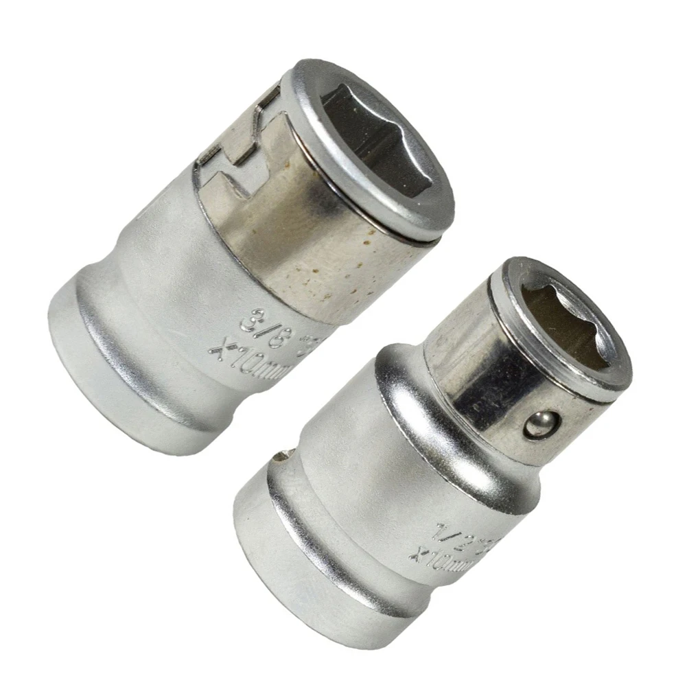 3/8 And 1/2 Drive 10mm Hex Bit Holder Adapter Set For Chrome Vanadium Steel For Ratchet Power Drill Screwdriver Socket Tool