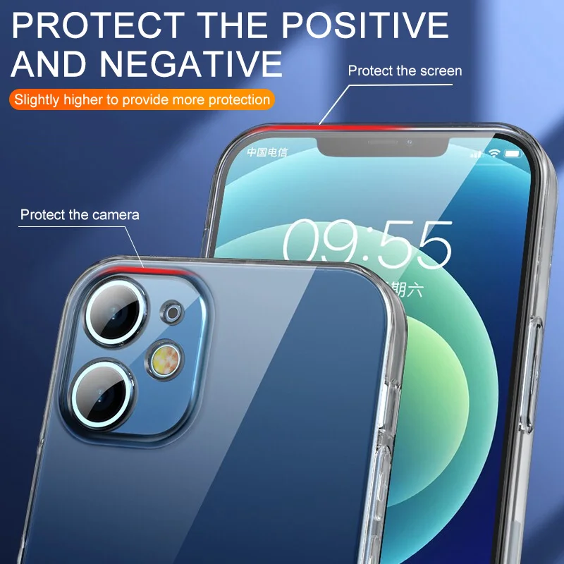 Funda transparente ultrafina para iPhone 11, 12, 13, 14, 15, 16, 17 Pro, X, XR, XS Max, Mini, 7, 8 Plus, silicona suave, cubierta trasera transparente 2