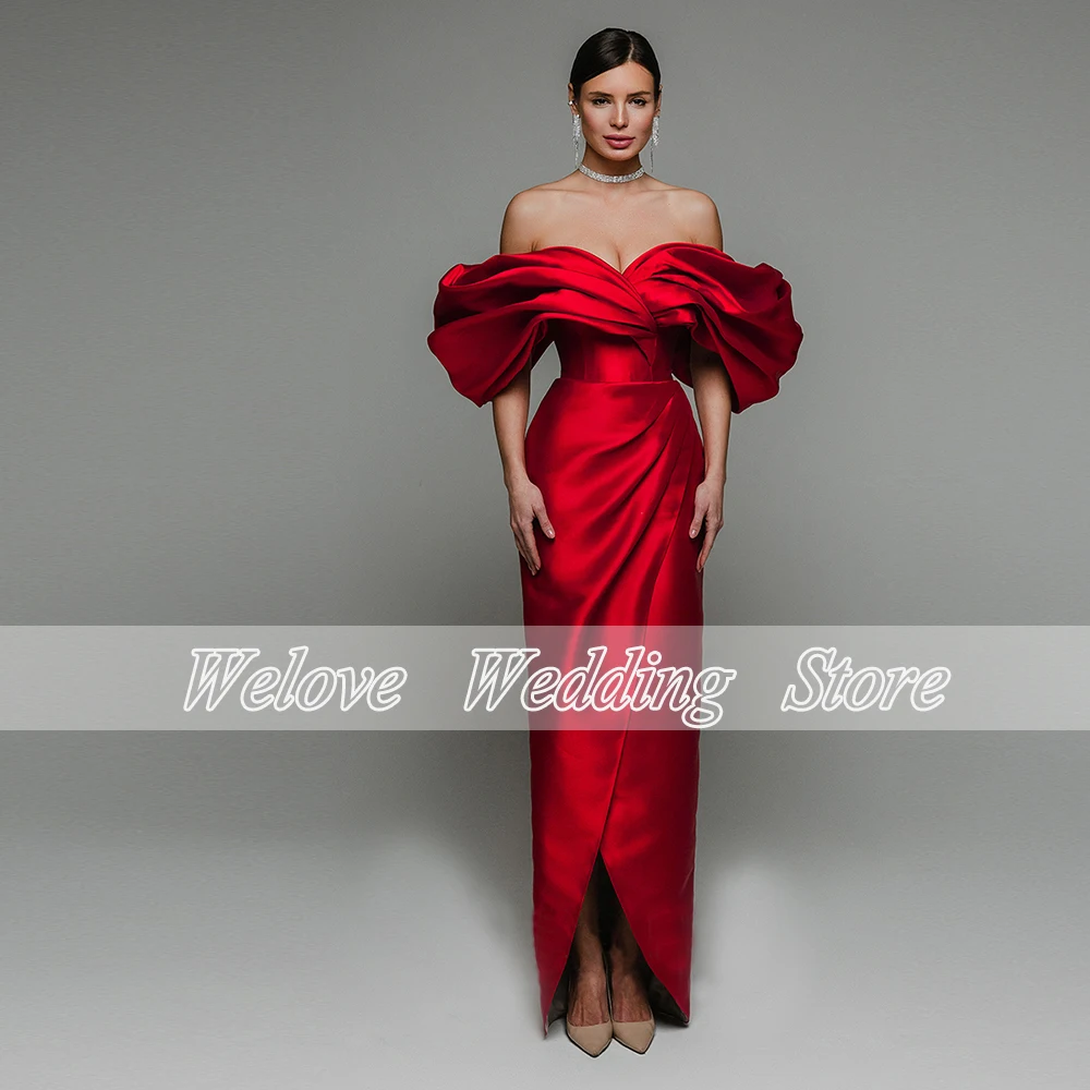 Elegante abito da sera rosso per la sposa lunghezza del pavimento con spalle scoperte corsetto per festa di nozze senza maniche formale personalizzato Vestido De Fiesta