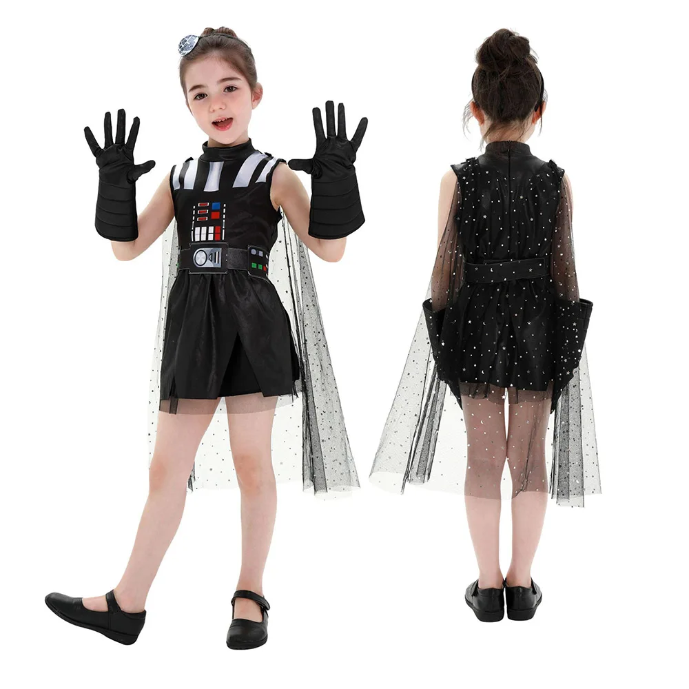 Disfraz de Caballero de Película Clásica para Niñas, Modelo Darth Vader, Disfraz de Halloween para Niños, Disfraz de Fantasía, Novedad 2026