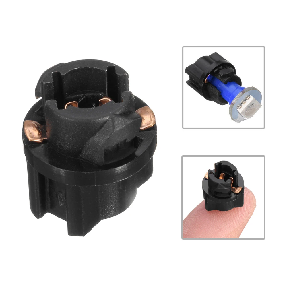 10Pcs T5 Twist Lock Socket Wedge Auto Dashboard Instrument Panel Cluster Plug for Dash Lights PC74 73 37 27 Car Bulbs Base