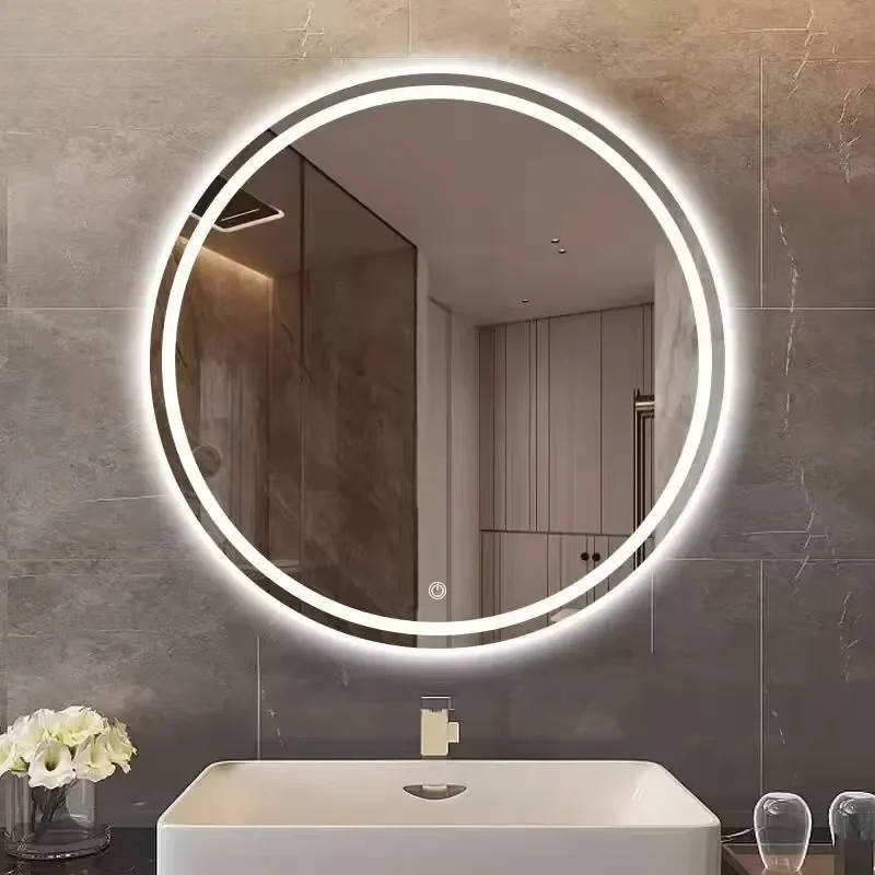 for Bathroom Mirror Accessories Led Smart Vanity Mirrors With Light Round Wall Mounted Toilet Multifunctional Shower Shaving