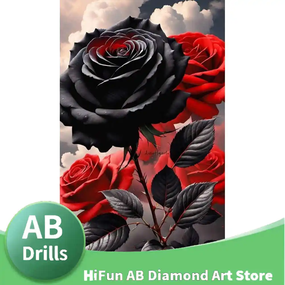 Large Size, AB Gemstones, 5D Diy Diamond Art Painting Rose Flowers Full Square Round Embroidery Mosaic Floral Home Decor