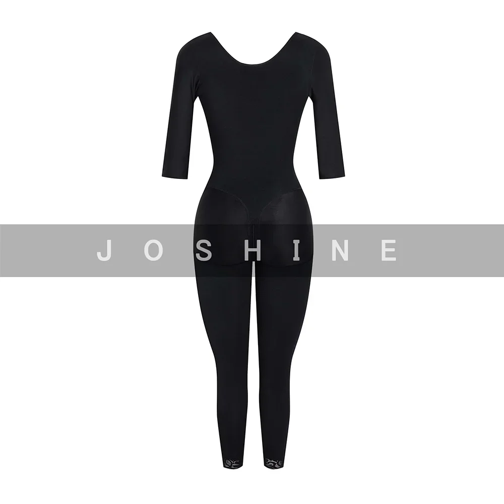 Women\'s Long Sleeved Full Body Shaperwear Elastic Postpartum & Post Surgery Bodysuits with Side Zipper Front Breasted Girdles