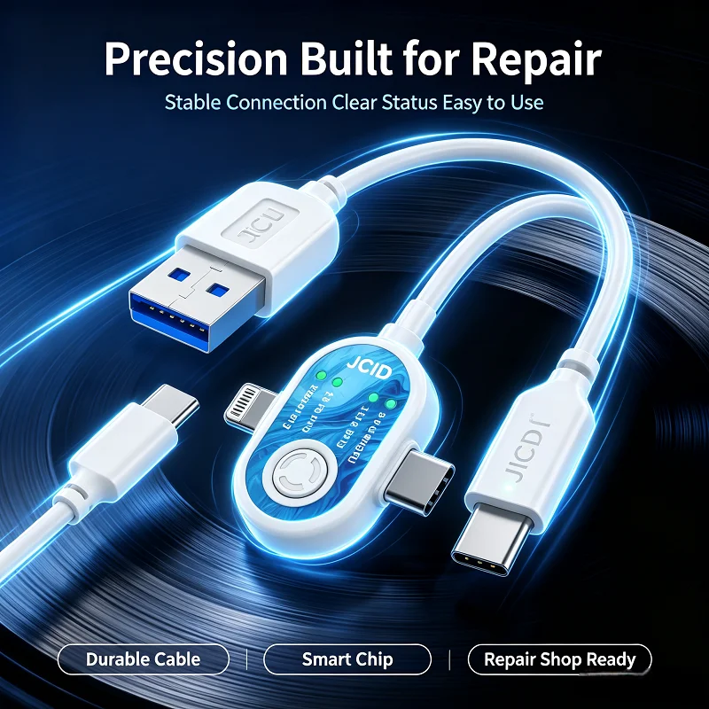JCID Auto DFU Cable No Disassembly Deep Flashing Repair Tool Dual Lightning Type-C For iPhone 8-16 iPad Mac iOS System Restore
