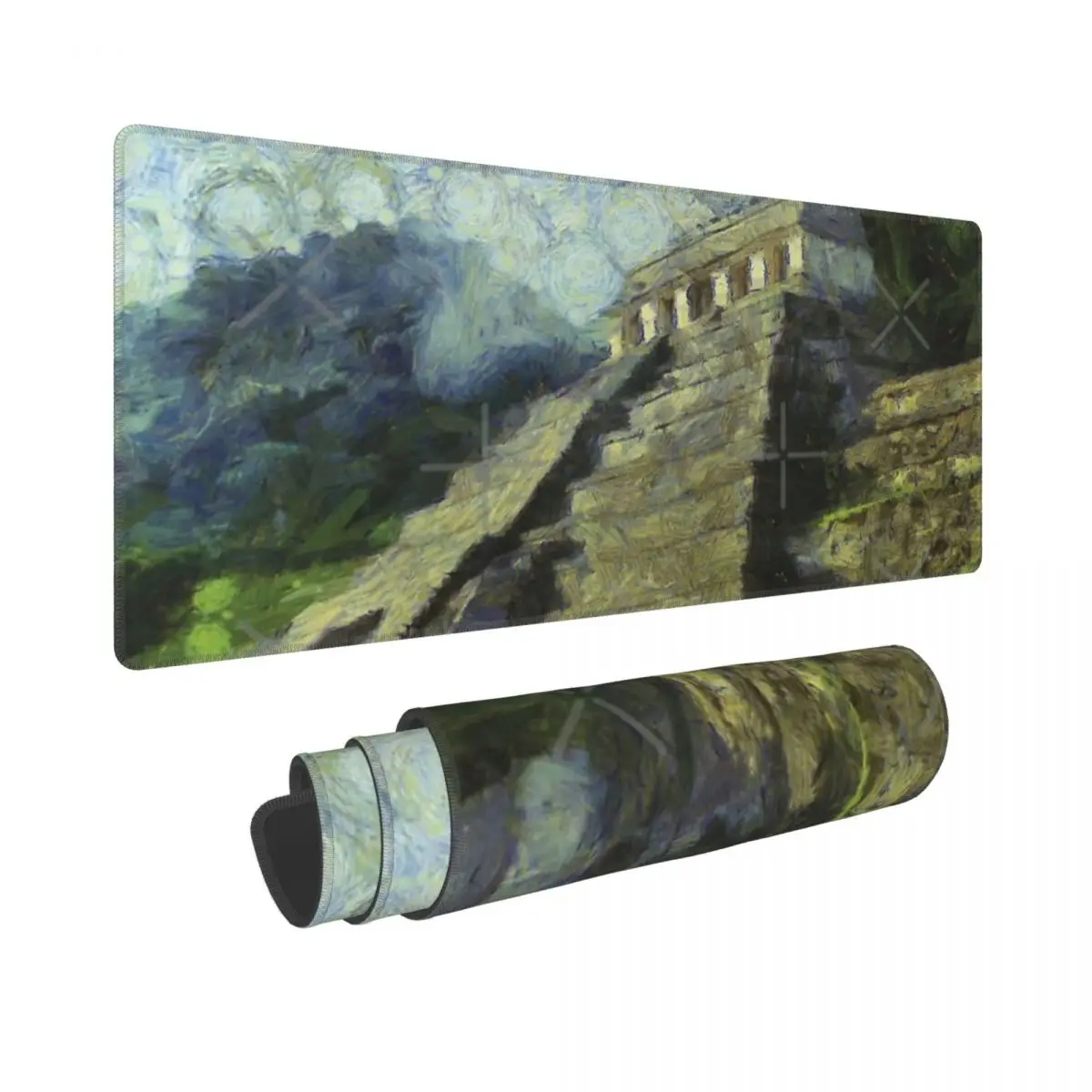 Starry Night In The Ancient Mayan Temple Temple Of The Inscriptions Rubber Keyboard Pads