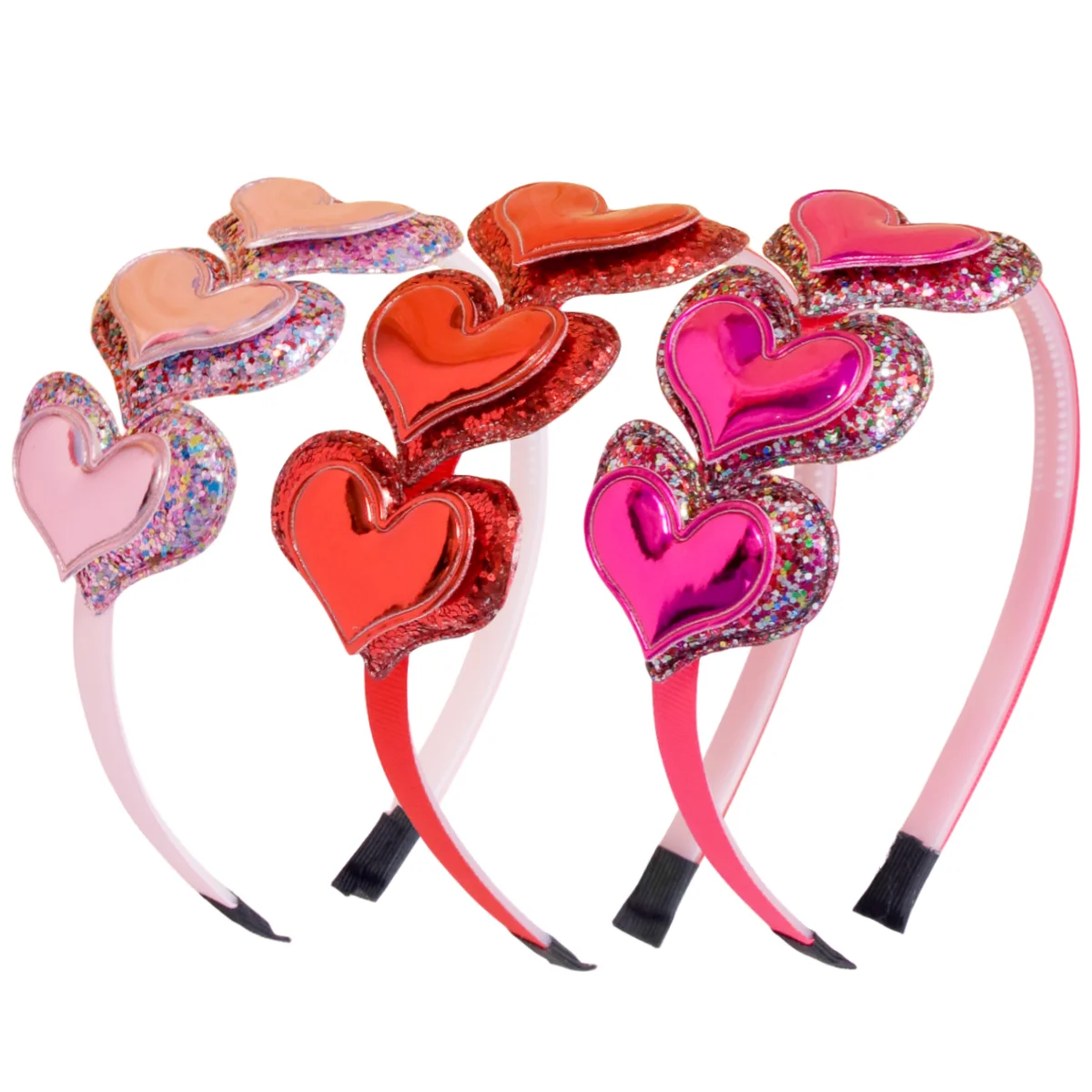 1PC Valentine's Day Headbands for Girls Glitter Heart Shaped Hairband Girls Headbands Headwear Kids Children Hair Accessories