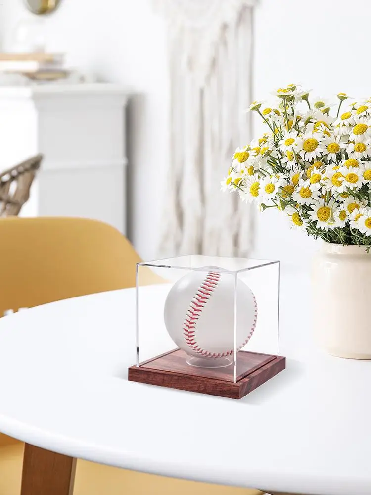 Présentoirs de Baseball pour balles, vitrine de Baseball en acrylique, organisateur de Souvenirs de sport transparent avec Base en bois pour Tennis et Golf