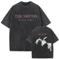Banda de Rock británica The Smiths The Queen Is Dead, camiseta lavada Retro con gato divertido, camiseta Indie Morrissey alternativa de los años 80, Unisex