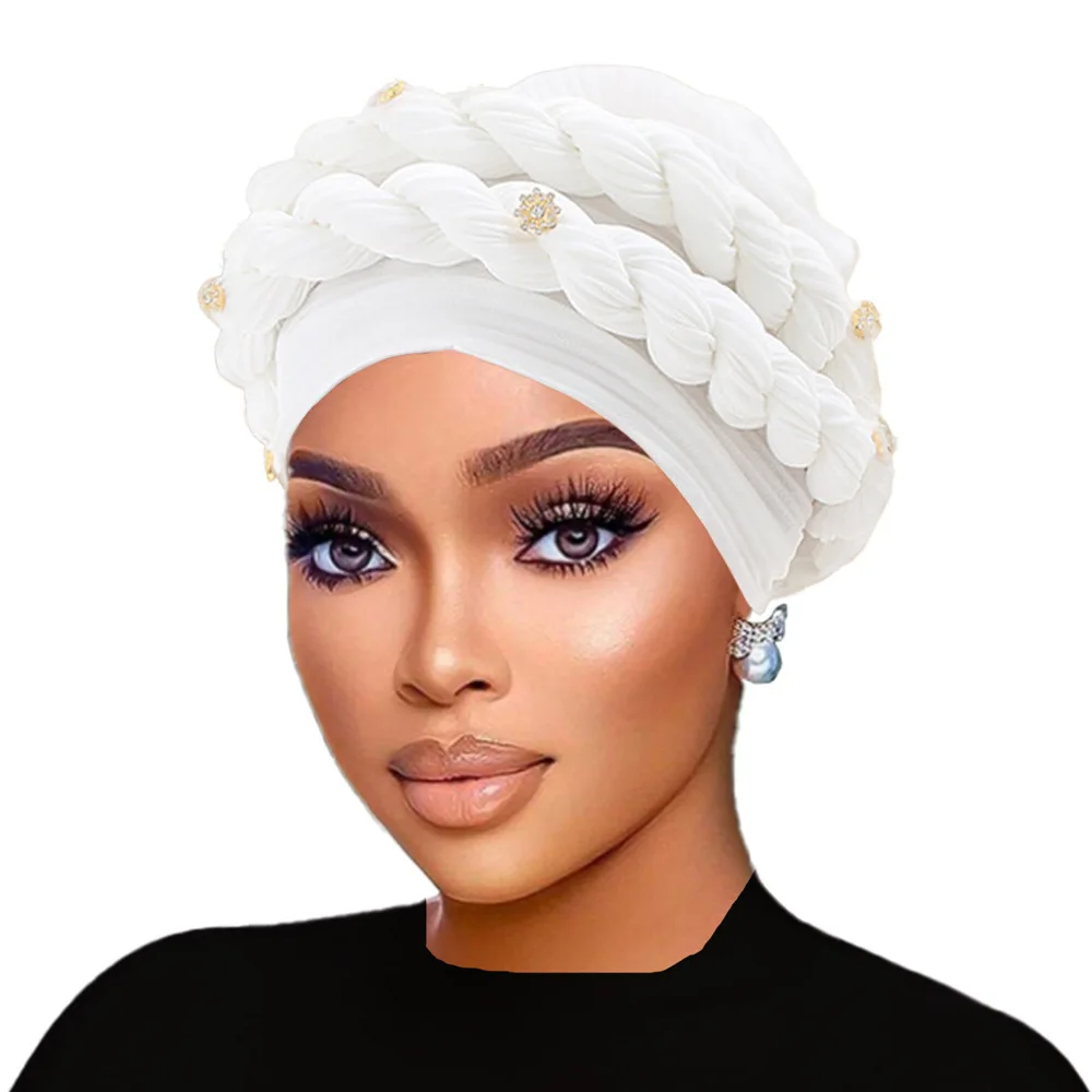 

Мусульманские женщины с бриллиантами, хиджаб, шляпа, тюрбан с двойной оплеткой, химиотерапия, женская шапочка, капот от выпадения волос, повязка на голову, шарф, африканские головные уборы