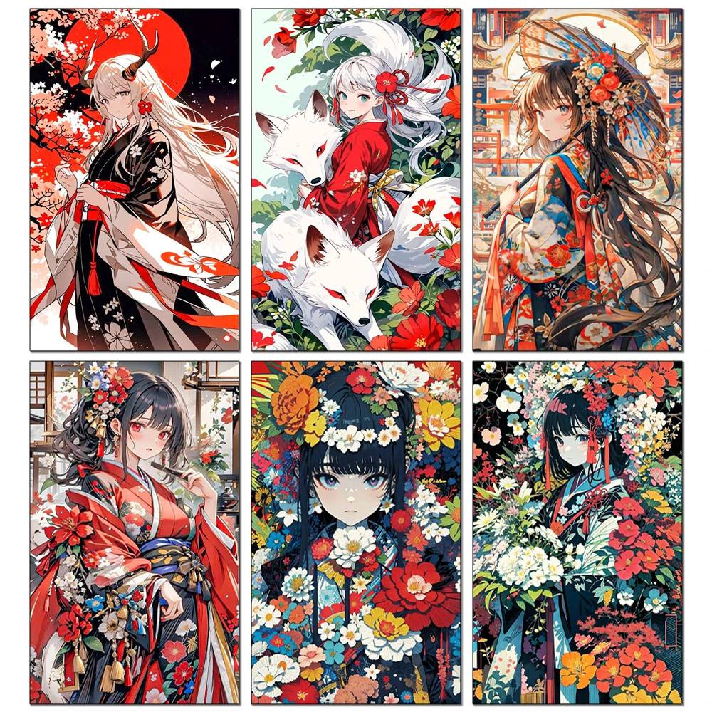 

Anime Diamond Painting Cartoon Girl Flower Fox 5D Full Diamond Mosaic Embroidery Cross Stitch Set Home Decoration Art