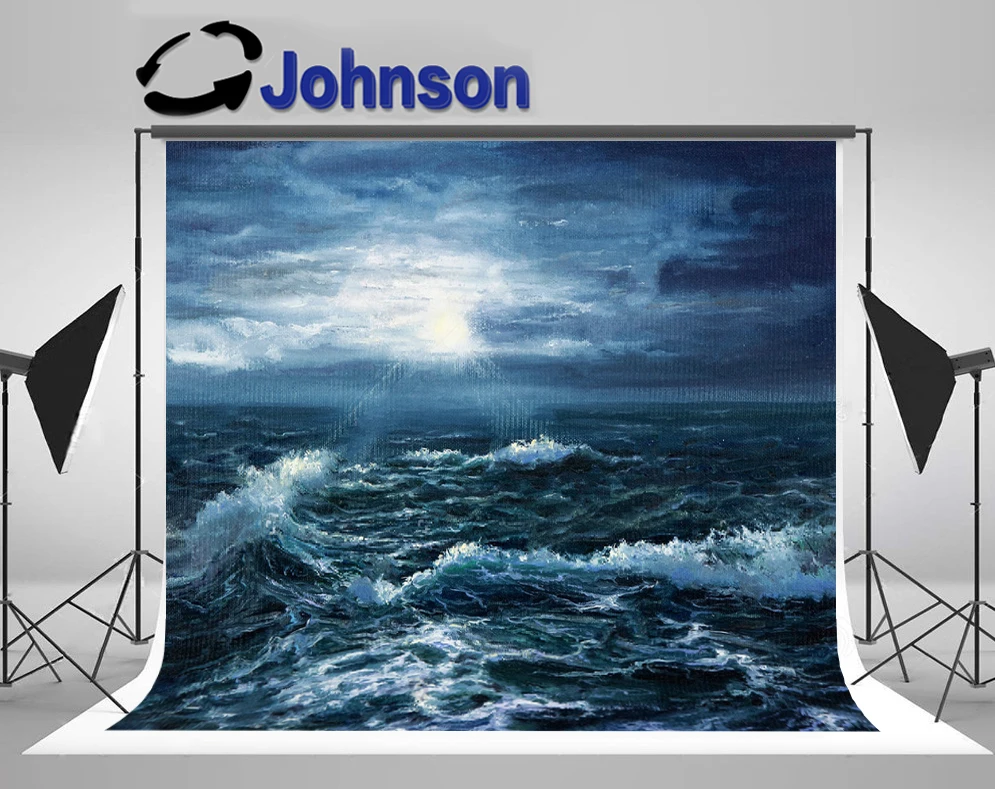 

JOHNSON Dark Blue Ocean Waves Sea Canvas backdrops High quality Computer print scenic background