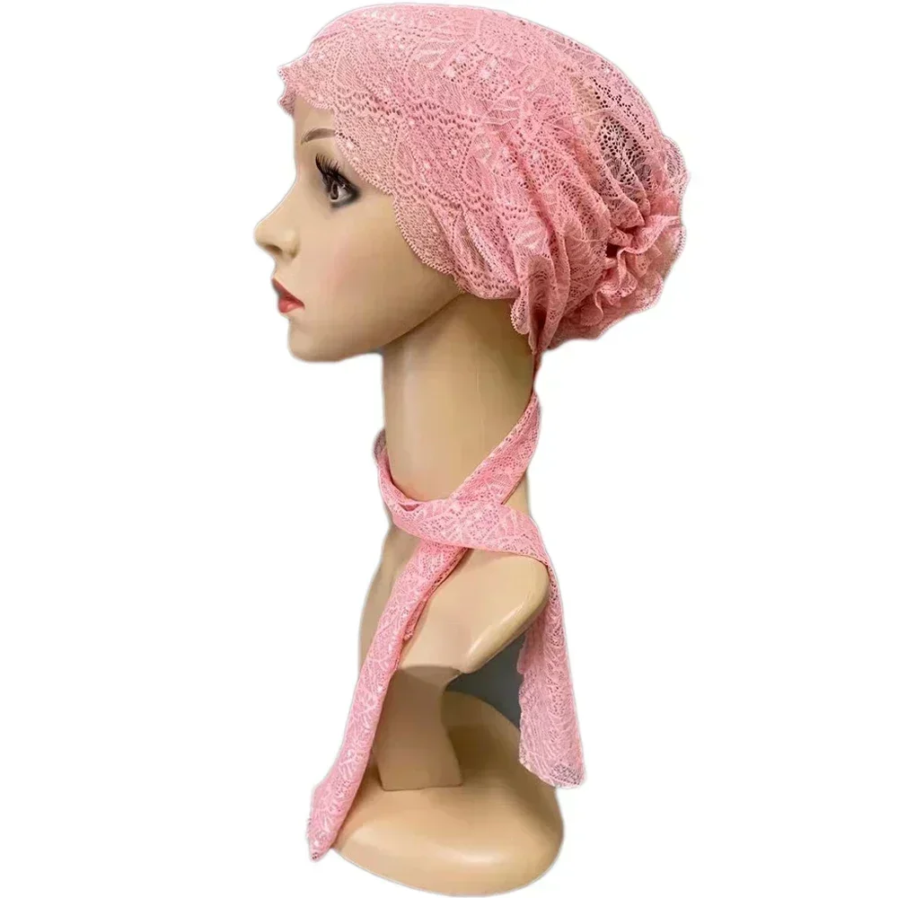 Muslim Women Ladies Underscarf Lace Beanie Bonnet Islamic Turban Headwear Arab Ninja Chemo Cap Hair Loss Hat Headscarf Cover New