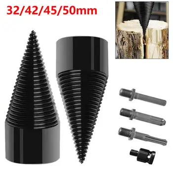 32/42/50Mm Brandhout Splitter Boor Hout Splijten Kegel Boor Hout Splitter Rond Zeshoek Vierkante Schacht Houtbewerking Tool