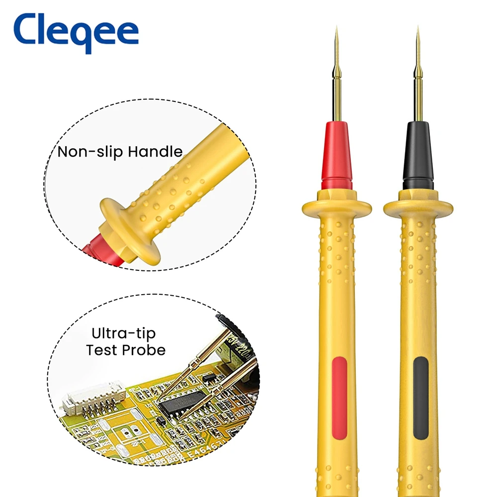 Cleqee P1506 2pcs Professional Digital Multimeter Probe Test Leads 1000V 10A Universal Needle Tip Multi Meter Tester Pen Cable