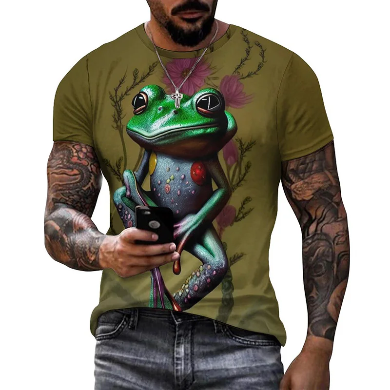 

New Summer Funny Tree Frog Graphic Pop Men T Shirt 3D Rhacophorus Animal Printed Tee Shirts Kid Women Fashion Cool Short Sleeve