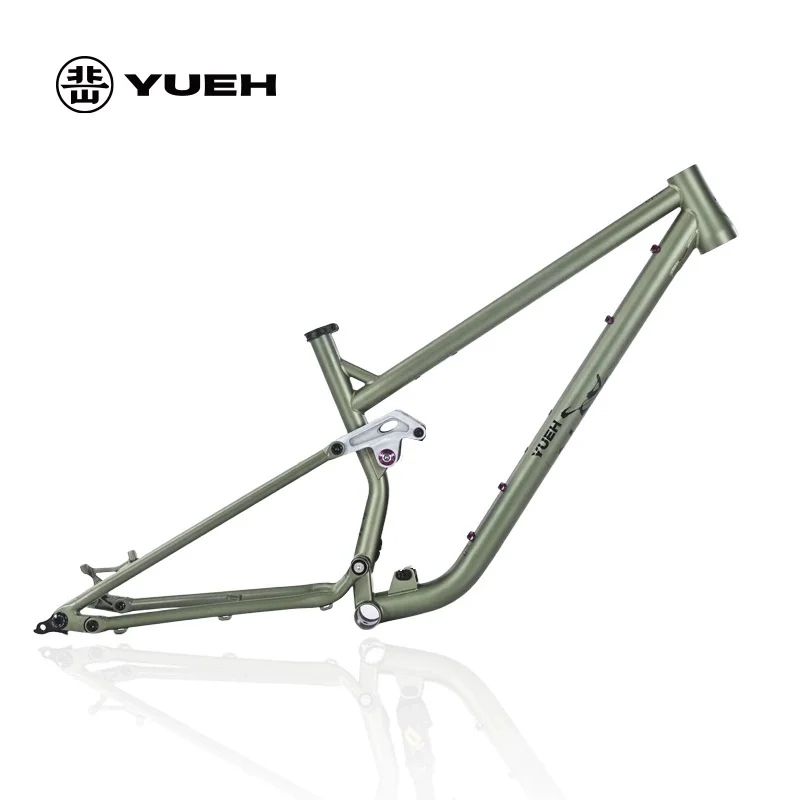 29er Vollgefedungs-Mountainbike-Rahmen, robuster Vollgefedungsrahmen aus Stahl, 150 mm, für Reisen, 29 Zoll MTB-Fahrrad-Laufradsatz