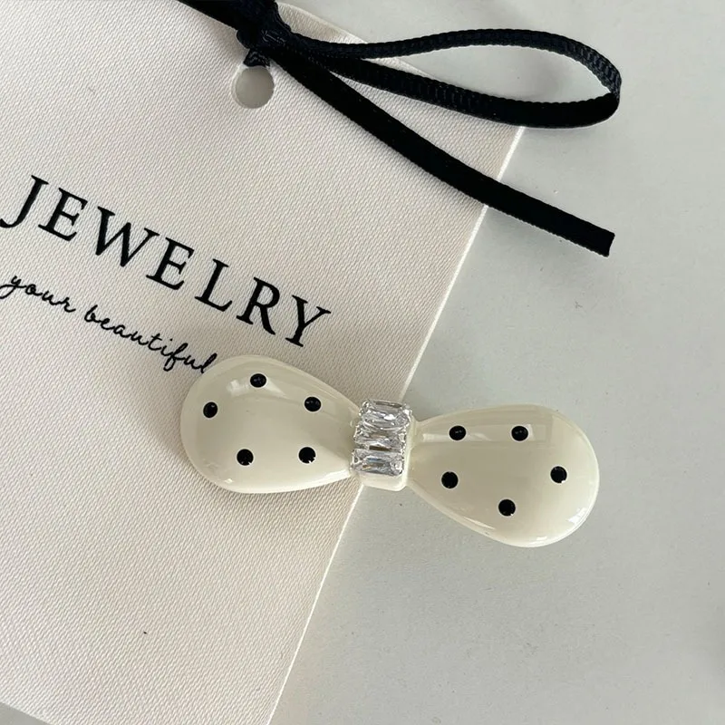Han Shubo Dot Wind Bow Metal HairClip with High Grade Crystal Stereoscopic Bow Hair Clip Fashionable and Elegant Style Unique