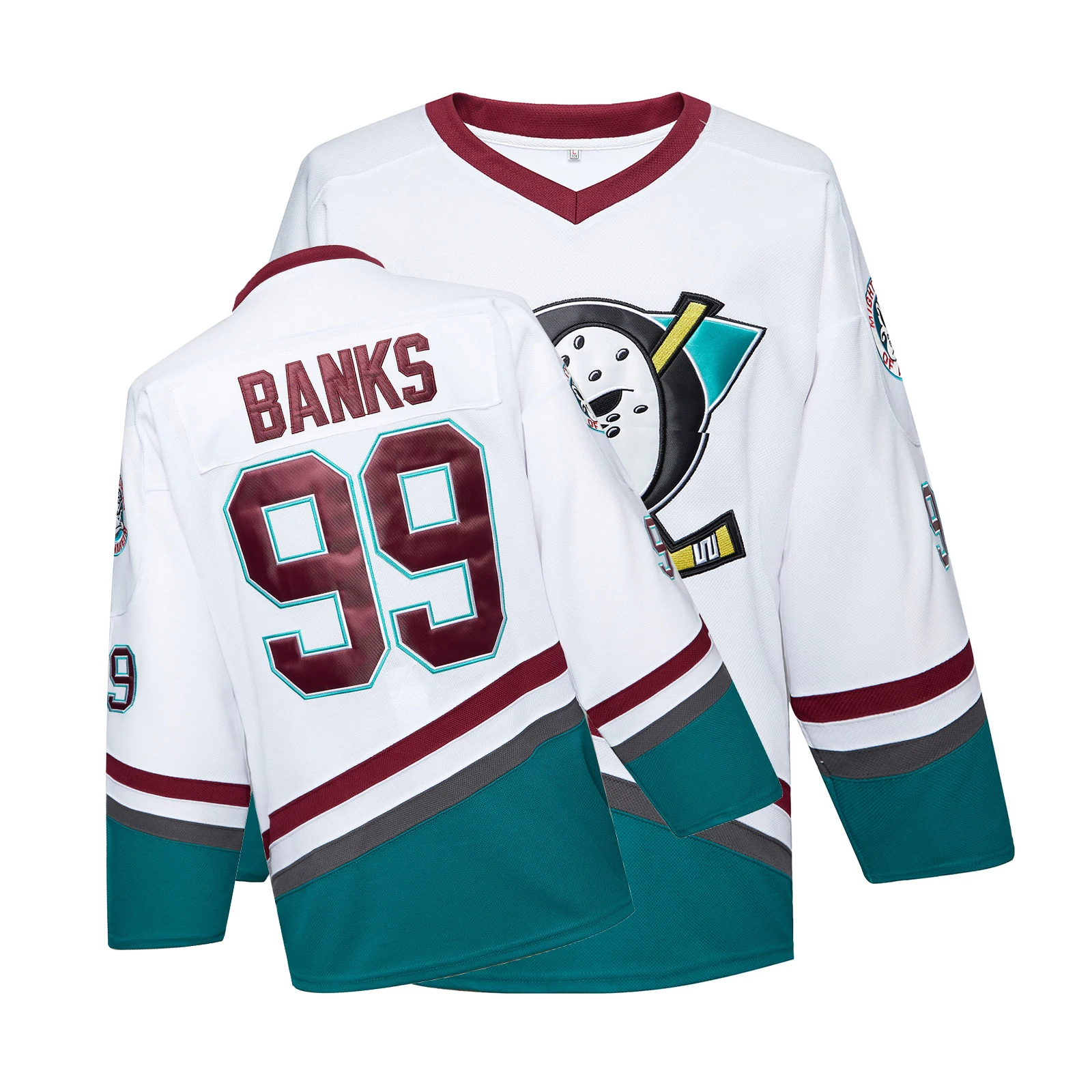 Mighty Ducks Jersey Movie Ice Hockey Jersey Charlie Conway #96 Adam Banks #99, 90S Hip Hop Clothing for Party with Kids＆Adult