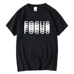 Summer Men's Cotton Blend High Quality Casual Sports Loose Oversized Funny Focus Print Round Neck Short Sleeved T-shirt Tops