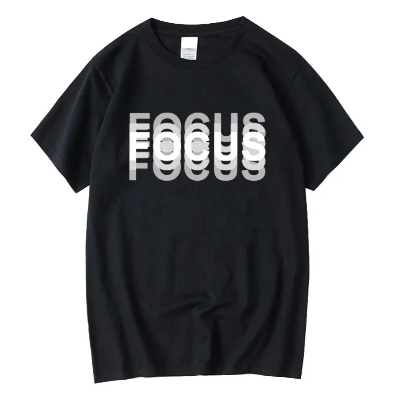 Summer Men's 100% Cotton High Quality Casual Sports Loose Oversized Funny Focus Print Round Neck Short Sleeved T-shirt Tops