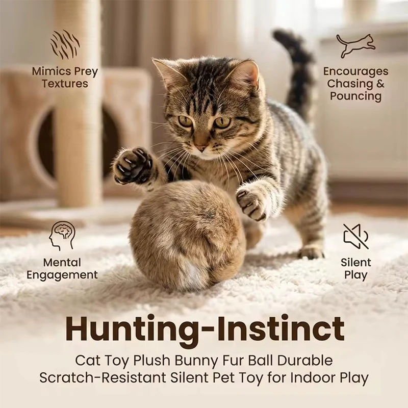 6/3/2/1Pcs 8cm Rabbit Fur Ball Cat Toy With Catnip Interactive Chasing Bite Resistant Plush Toy Balls Pet Accessories Supplies