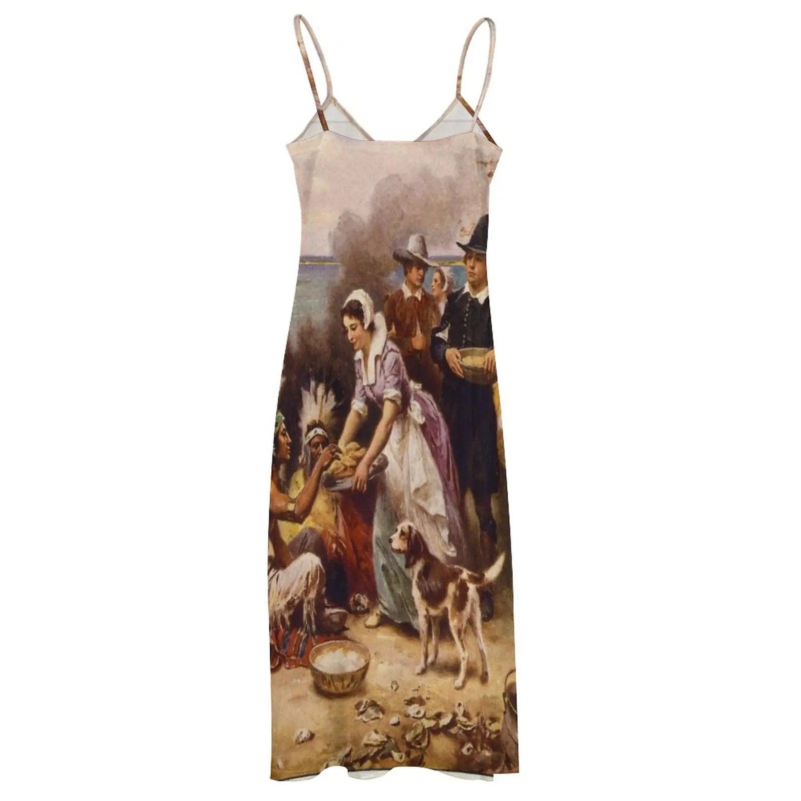 New The First Thanksgiving 1621 by Jean Leon Gerome Ferris Sleeveless Dress Dresses dresses with long sleeves