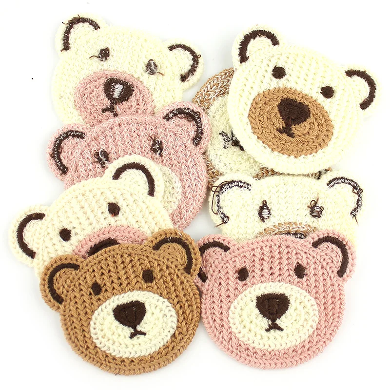 16Pcs 5*5.8cm Cartoon Embroidery Bear Appliques For DIY Headwear Hairpin Crafts Decoration Clothing Patches Accessories