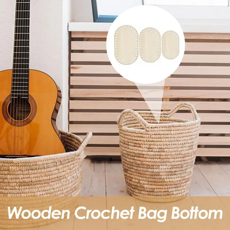 Wooden Basket Bottoms For Crochet Base 3pcs Unfinished Wooden Oval Weaving Knitting Base Wood Base Shaper Crochet Bottom