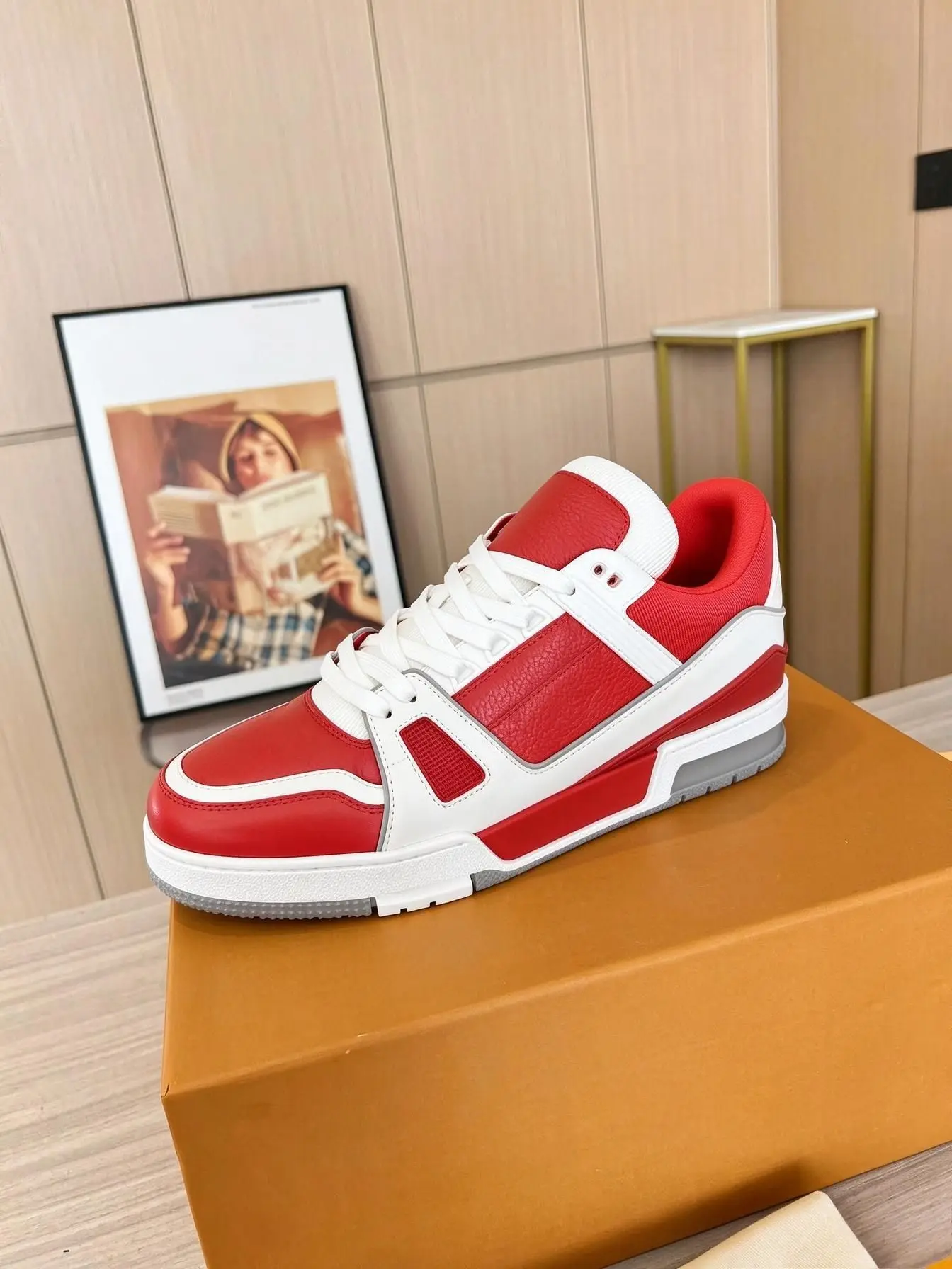 Unisex Retro Red‑White Casual Board Shoes Lace‑Up Multi‑Layer Stitching Lightweight Streetwear Sneakers For Male Female