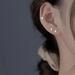 1 Pair 925 Silver Mini Stud Earrings for Women Heart Star Butterfly Dinosaur Helix Cartilage Tragus Lobe Ear Piercing Jewelry