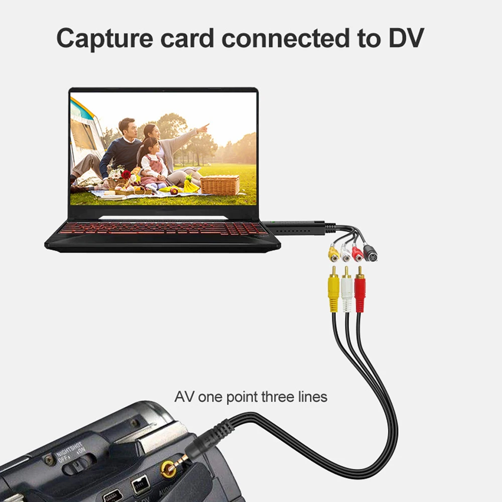 VHS to Digital Converter USB 2.0 Video Converter Audio Capture Card VHS Box VHS VCR TV to Digital Converter Support Win 7/8/10