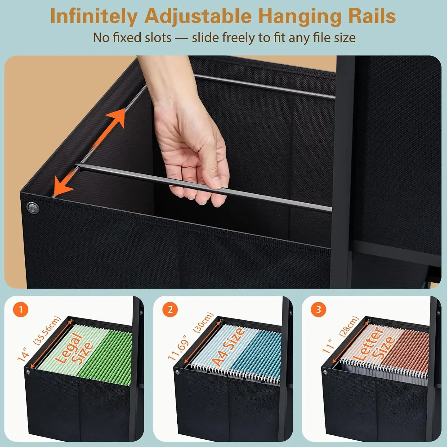 Tall Mobile File Cabinet Rolling Printer Stand Six Drawers Adjustable Hanging Rails A4 Letter Legal Fabric Vertical Filing Home