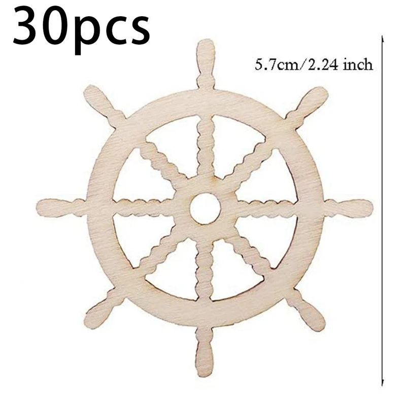 30 Pcs Unfinished Wood Anchor Rudder Cutouts For Arts Crafts DIY Projects Home Party Decoration