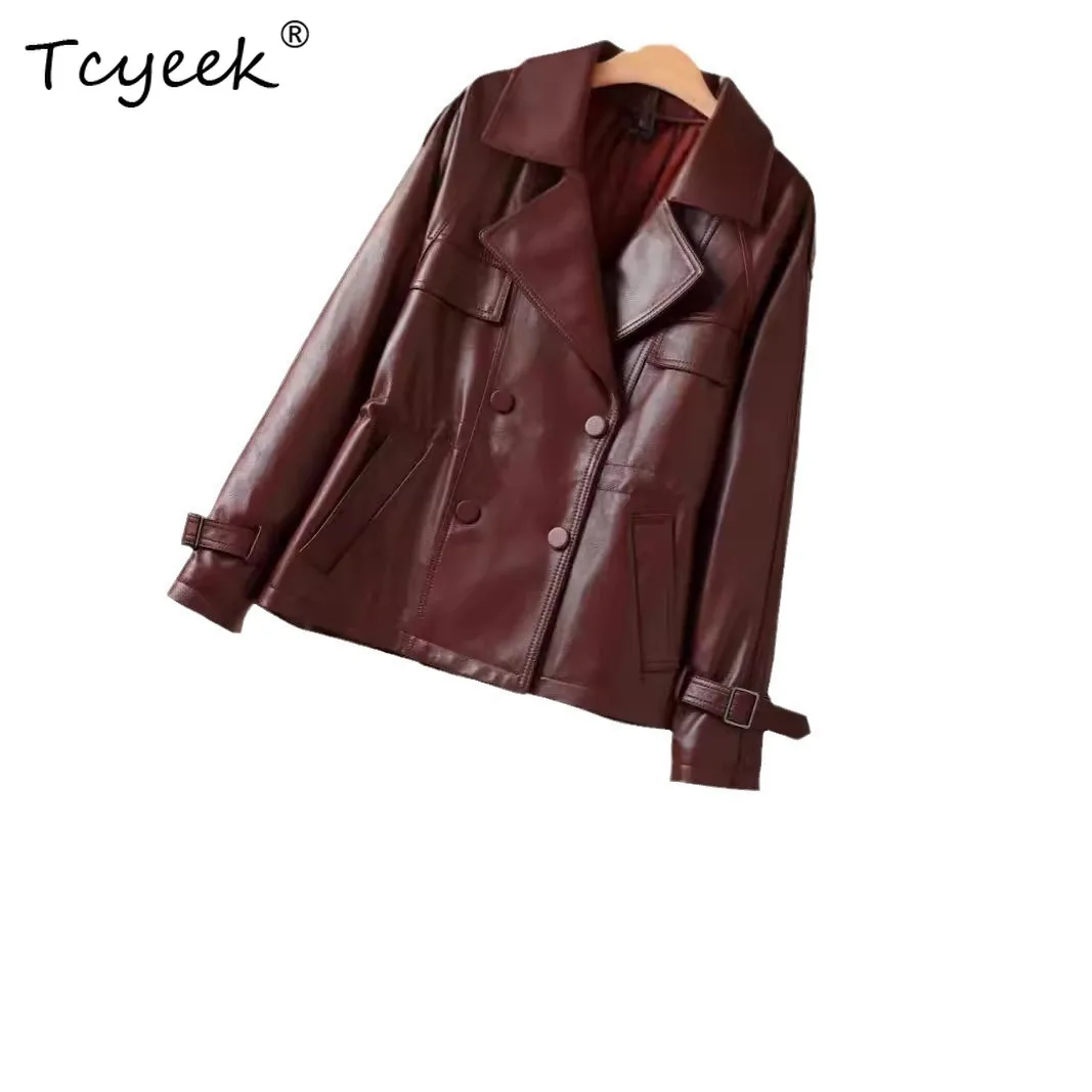 Tcyeek peau de mouton douce printemps automne costume à la mode col manches Raglan veste en cuir véritable pour femme Ж Dönishiжаğlulari Куртка
