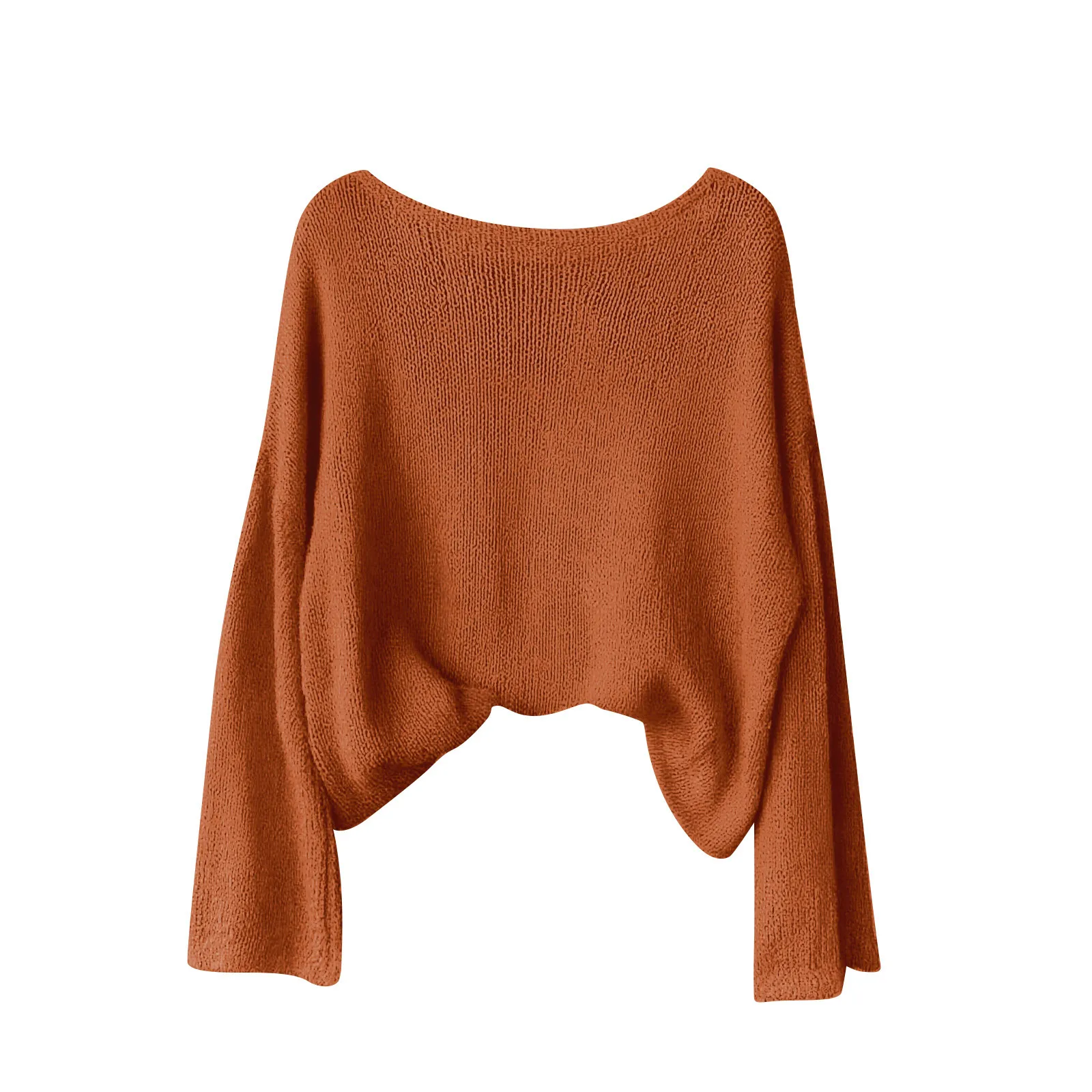 Loose Vintage Round Neck Thin Knitting Long Sleeve Pullovers Simple Casual Solid Color Ladies Daily Commuted Soft Sweater