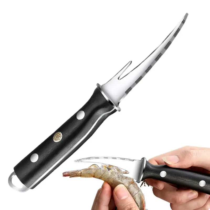 

Shrimp LineCutter Ergonomic Handle Stainless Steel Prawn & Seafood Peeler Shrimp Deveiner Cutter Tool Peeler Prawn Shell Peeler