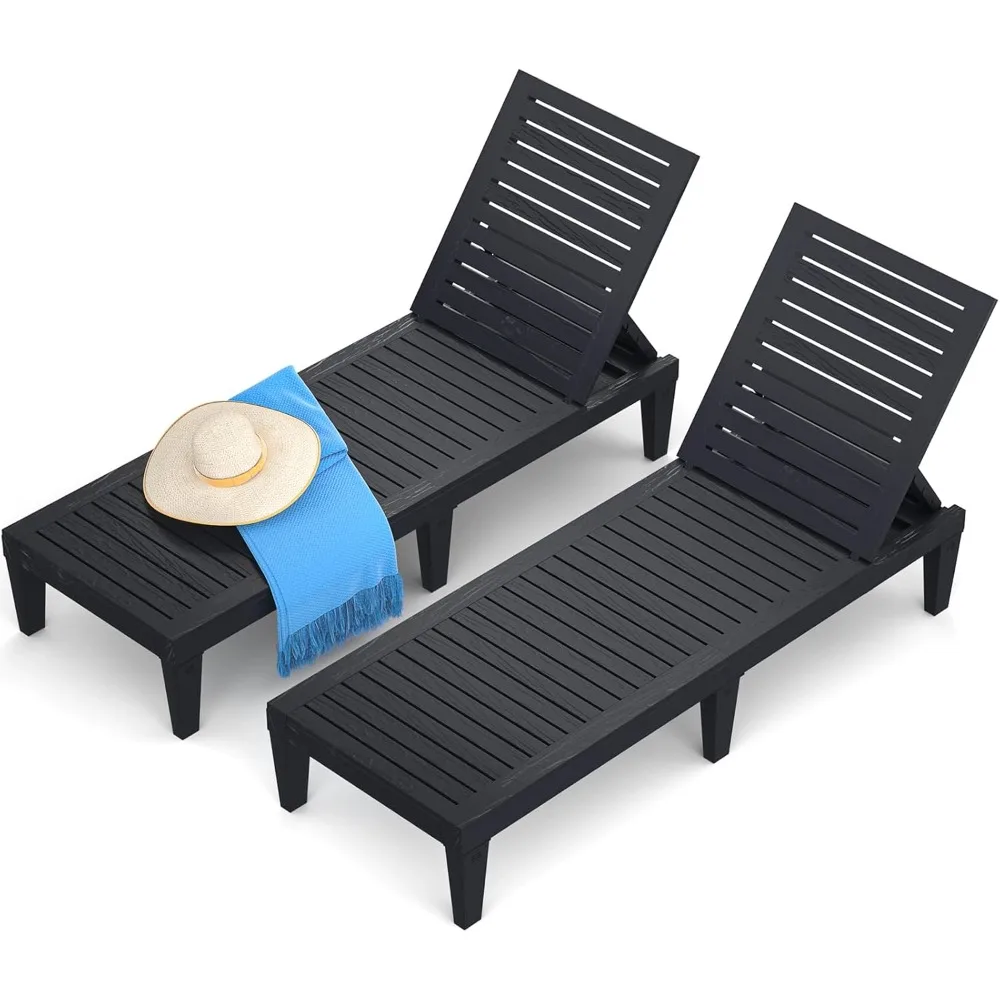 

Outdoor Chaise Lounge Set of 2 - Weather-Resistant Adjustable Recliners for Patio