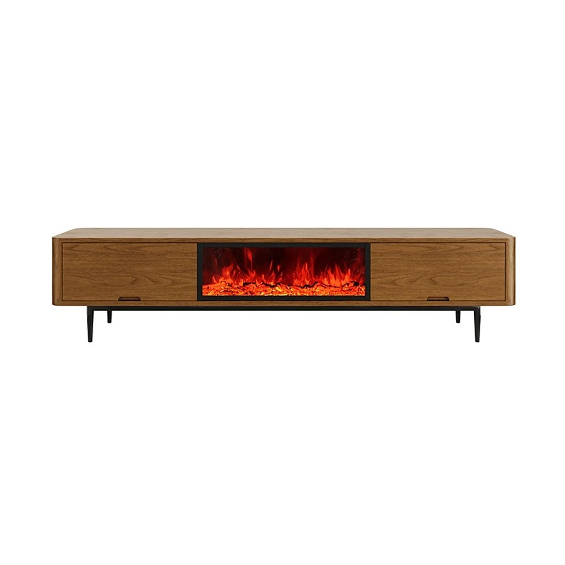 

Walnut fireplace TV cabinet simple modern designer small apartment light luxury household coffee table TV cabinet
