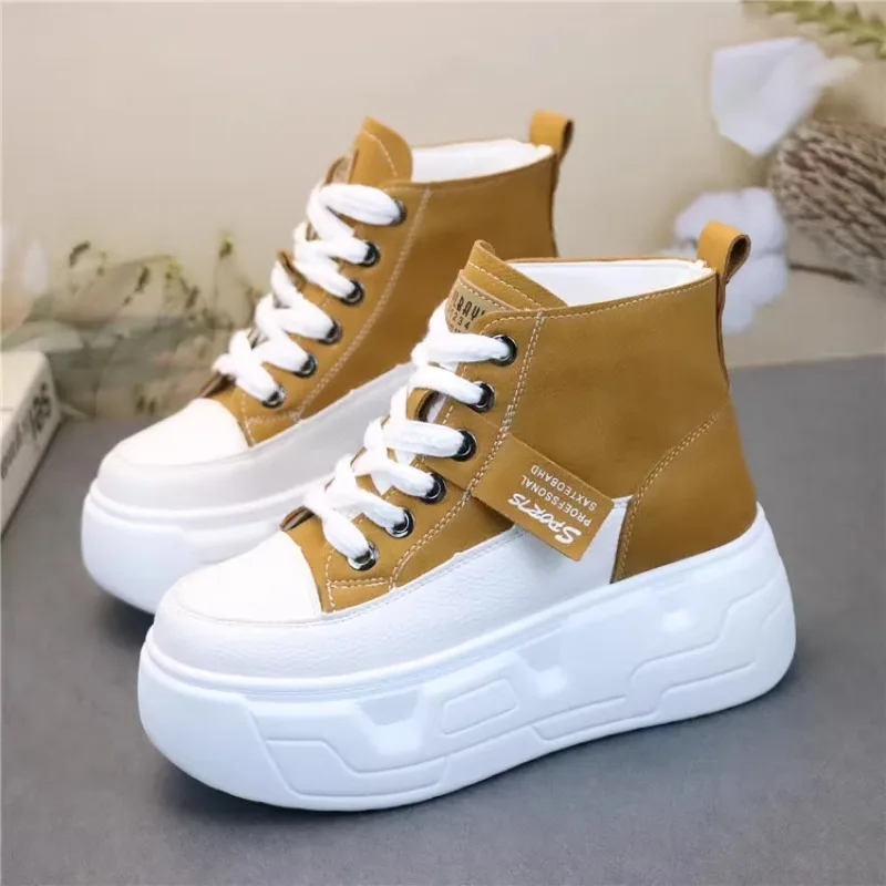 Super High Women Vulcanize Shoes Stylish White Shoes 10cm Platform Heels for Autumn/Winter Fashion Designer Sneakers for Women