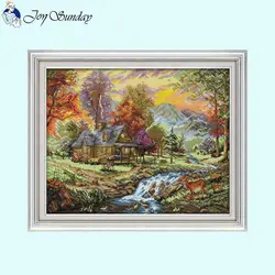 Vacation Villa Scenery Pattern Cross Stitch Embroidery Kit DIY Hand Needlework 14ct 11ct White Counted Canvas Fabric Sewing Kits