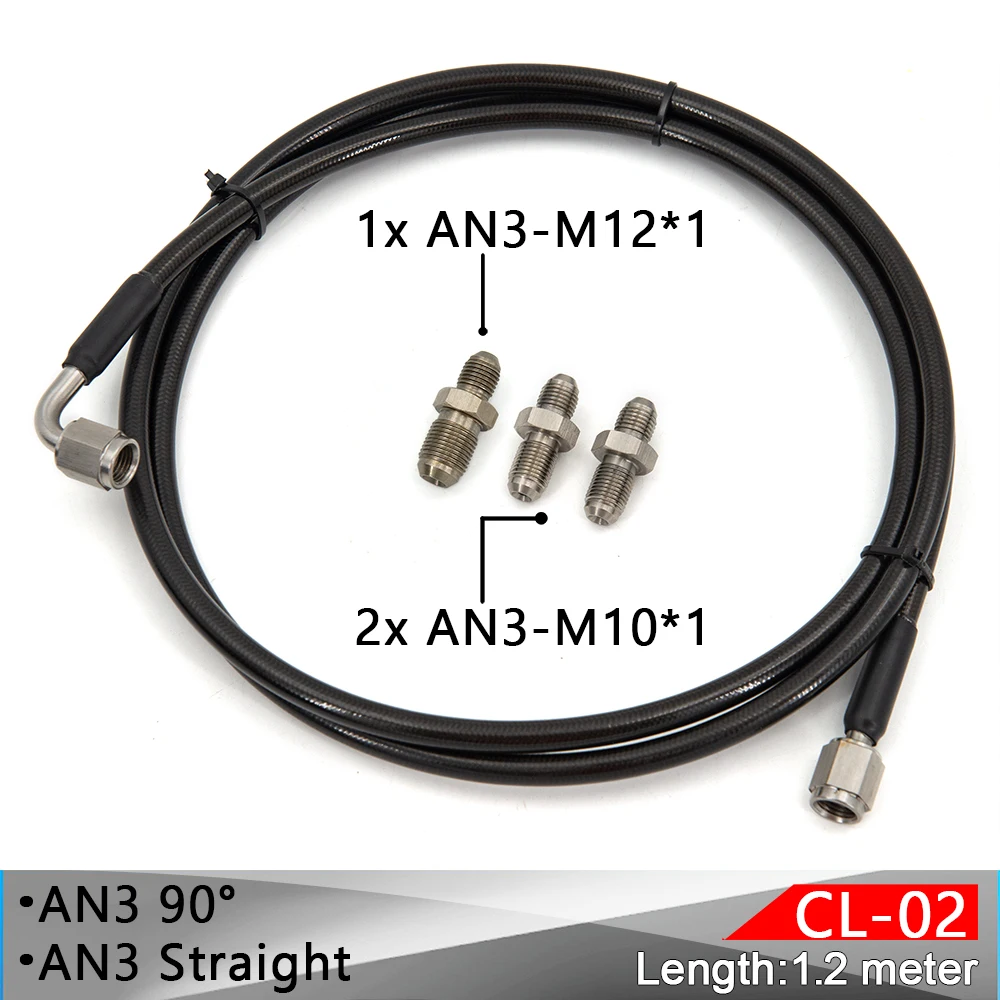 Master to Slave Cylinder Stainless Steel Clutch Line for 06-15 Honda Civic Si with M10 and M12 Fittings, 2pcs and 1pc