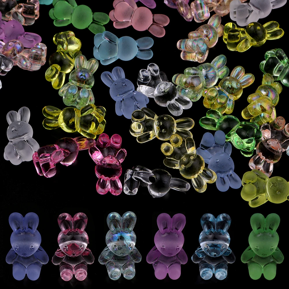30pcs/lot Acrylic Cartoon Rabbit Beads 24x14mm Colorful Acrylic Charms Beads Loose Spacer Bead For DIY Jewelry Making Bracelet image 6
