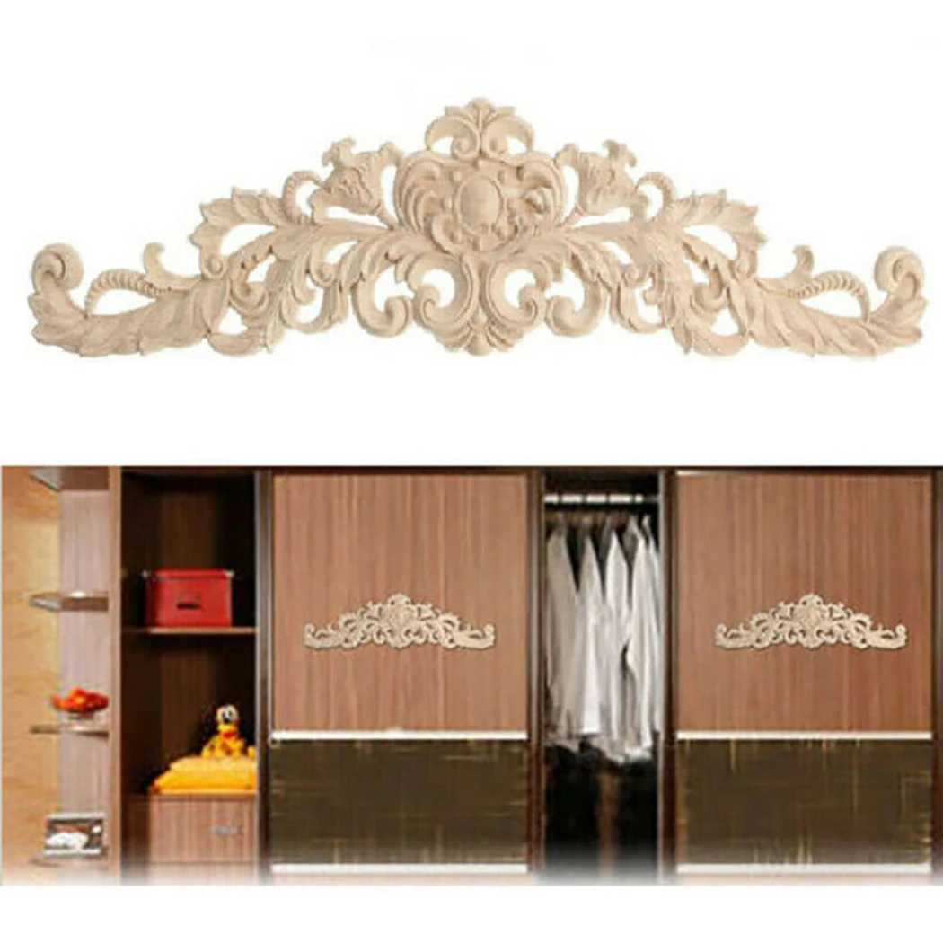 Lot 4 Ornements Bois Sculpté Européen Non Peint - Moulures Décoratives Pour Meubles, Portes, Fenêtres
